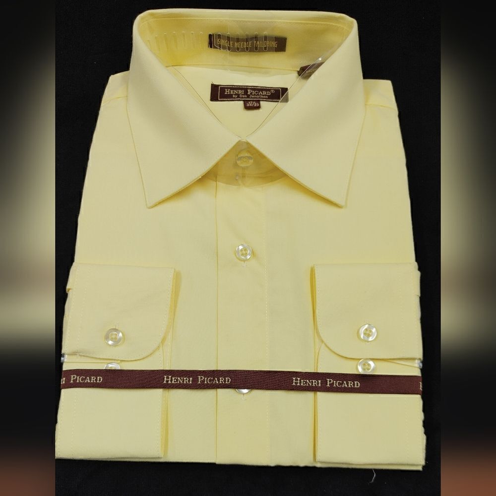HENRI PICARD BY DON JONATHAN GOLD DRESS SHIRT.